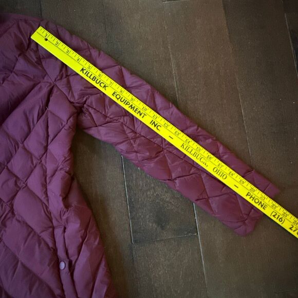 J Jill down filled quilted long puffer coat womens size XS burgandy winter warm - Picture 8 of 9